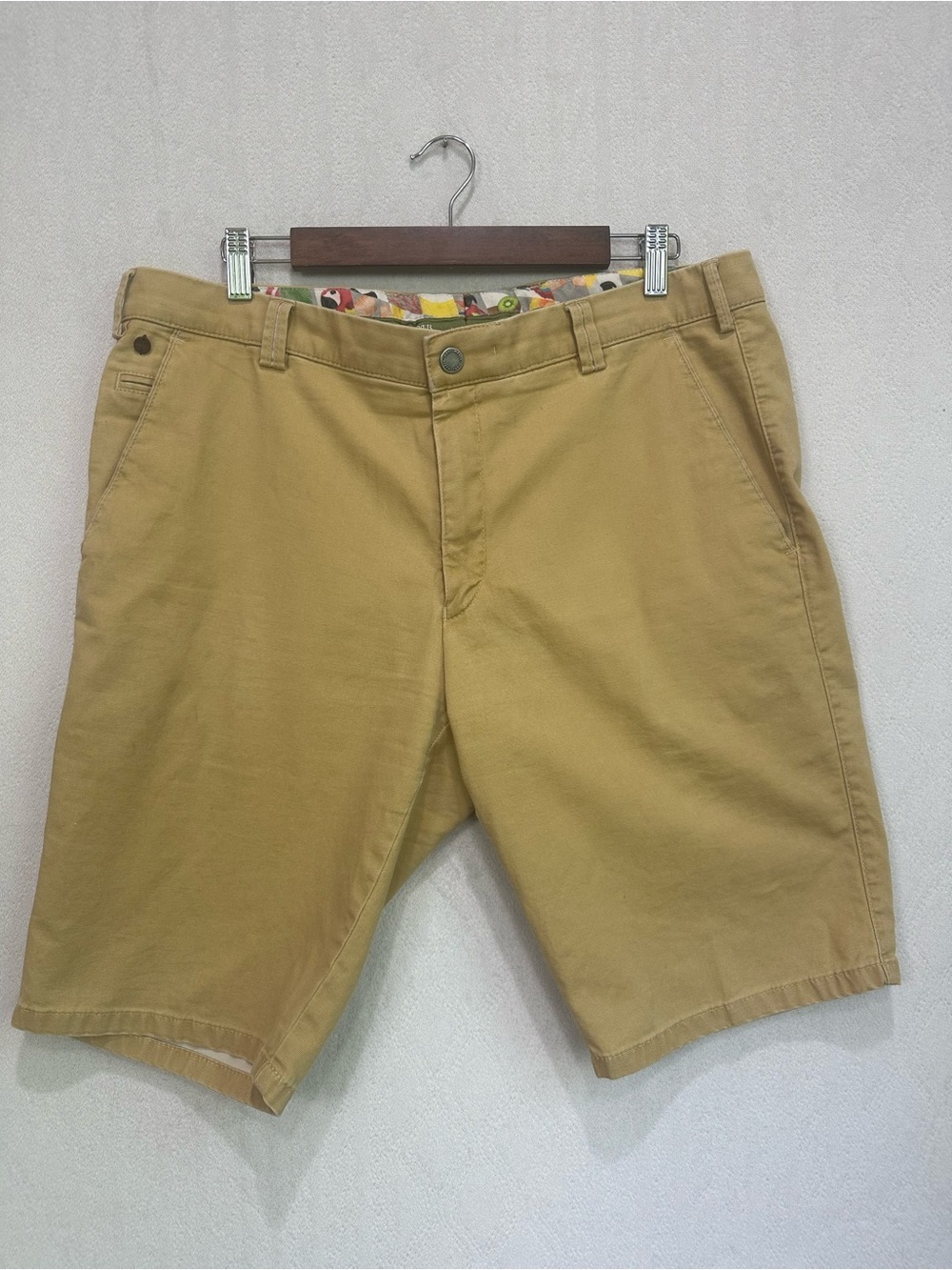 Meyer Palma Men's Organic Cotton Flat Front Casual Shorts Tan Sz 36 Fair Trade